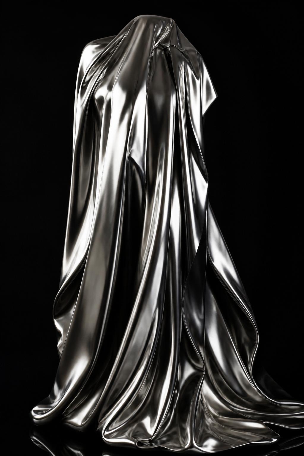 Liquid chrome drape sculpture